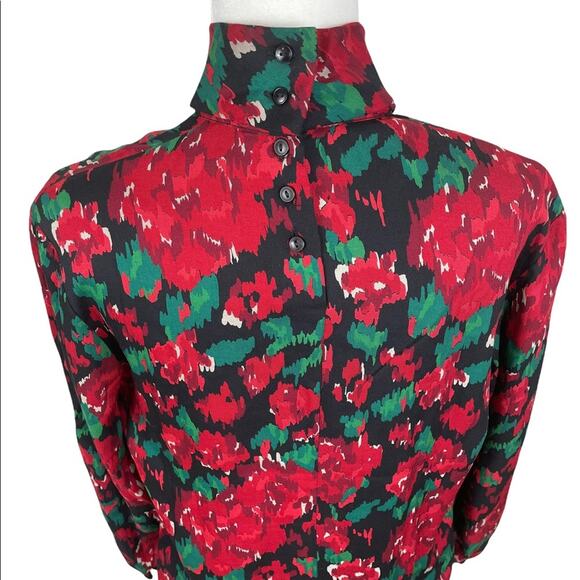 Vintage Pendleton Country Sophisticates Size 8 Floral Wool Blend Blouse Red - Picture 7 of 12